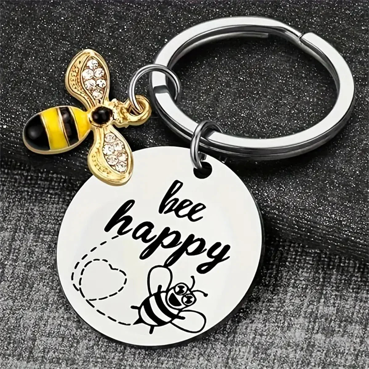 Bee Happy Keychain