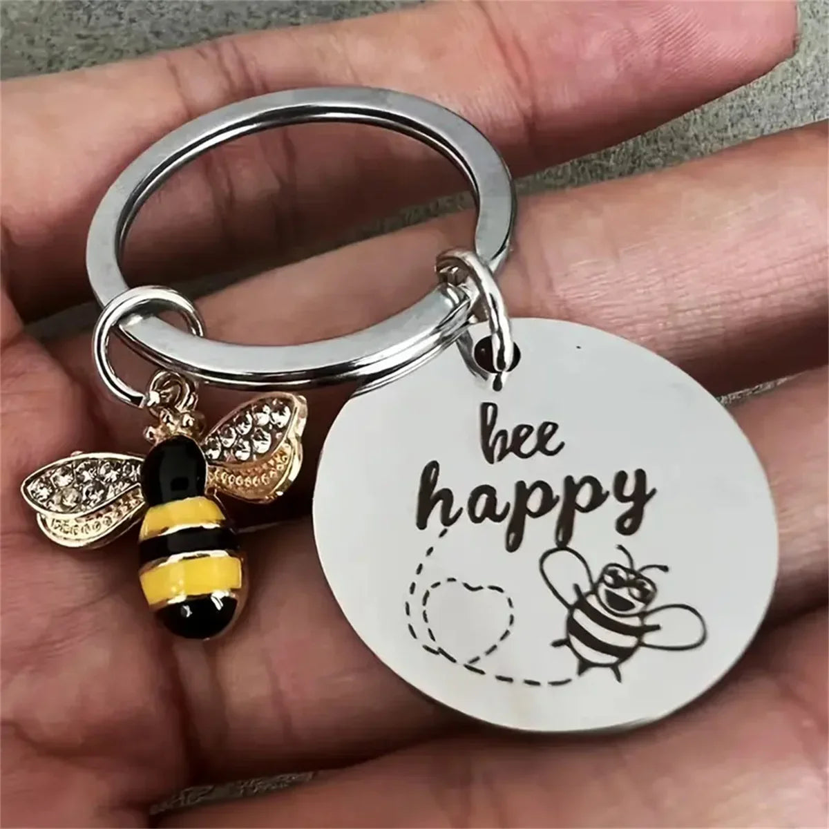 Bee Happy Keychain